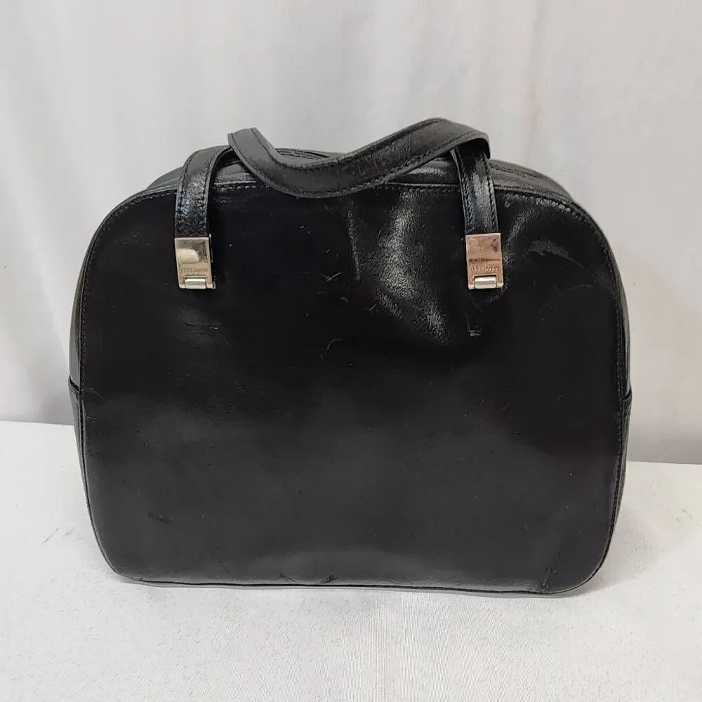 KessLord Black Calfskin Double-Handle Handbag